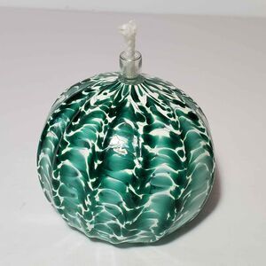 Glass Oil Lamp Geen White Painted